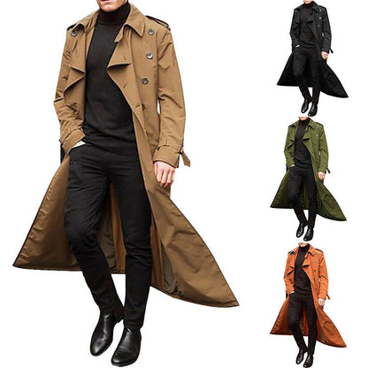 Herren Trenchcoat Eleganter Schnitt Doppelter Knopfleiste Modern