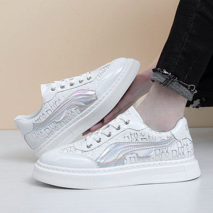 Damen Sneaker Glanz Optik Grafik Design Trendy