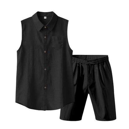 Herren Sportoberteil Ärmellos mit elastischen Laufshorts