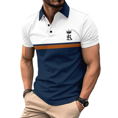 Herren T-Shirt Kurzarm Kontraststreifen Modern Sportlich