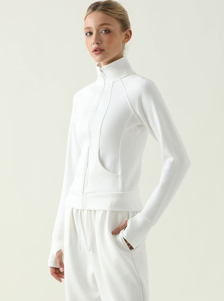 Sportliche Zip-Jacke Stehkragen Damenjacke Wasserdicht