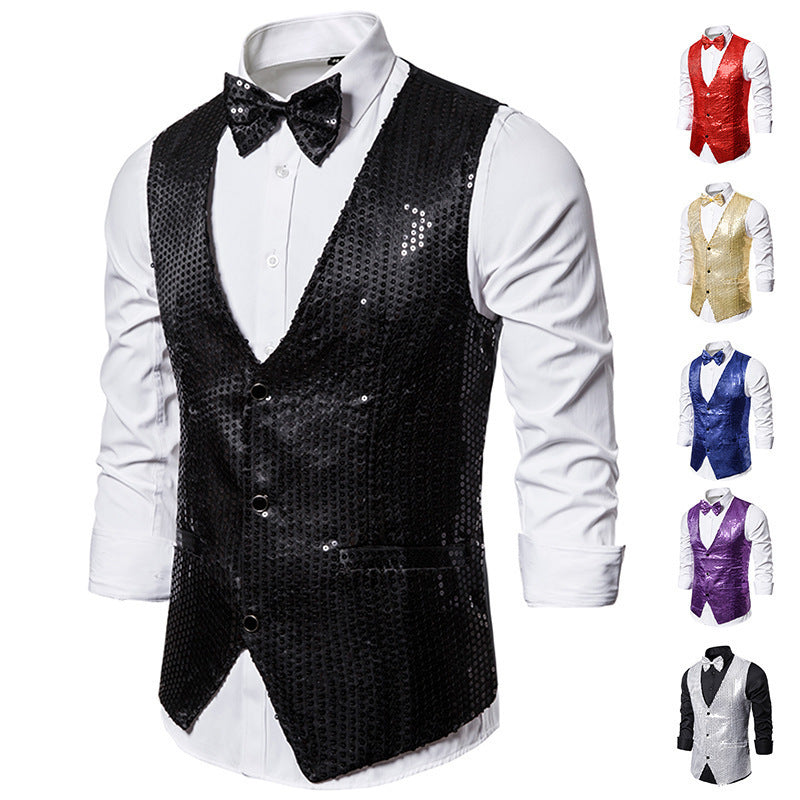Herren Smoking Anzug Weste Set Elegant Schwarz