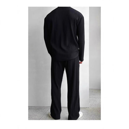 Herren Set aus Streifen Hemd und bequeme Hosen Casual