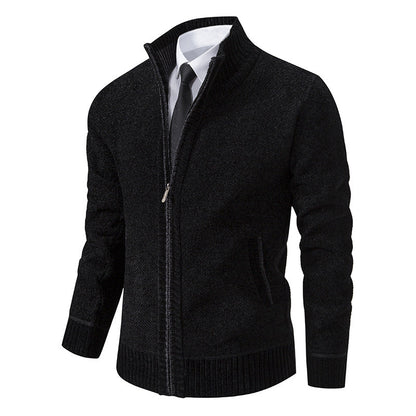 Herren Strickjacke Modern Elegante Reißverschluss Kragen