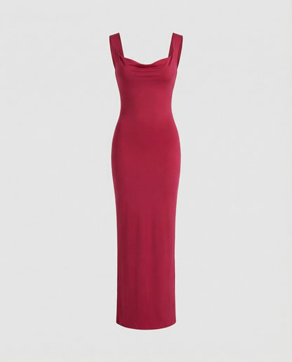 Elegantes Abendkleid Lang Ausschnitt Tief Figurformend