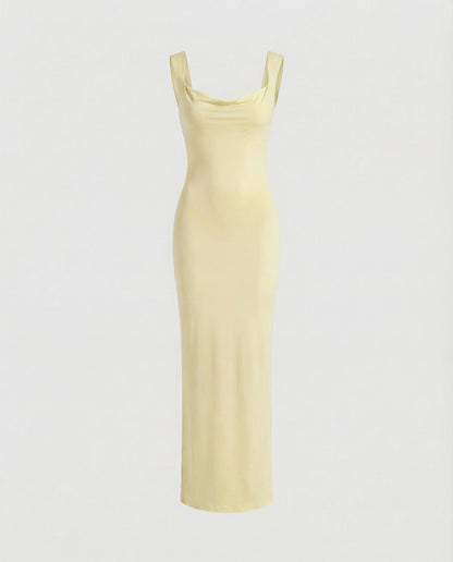 Elegantes Abendkleid Lang Ausschnitt Tief Figurformend