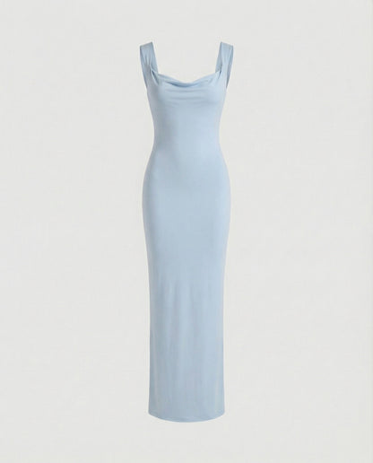 Elegantes Abendkleid Lang Ausschnitt Tief Figurformend