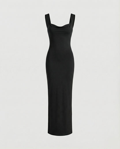 Elegantes Abendkleid Lang Ausschnitt Tief Figurformend