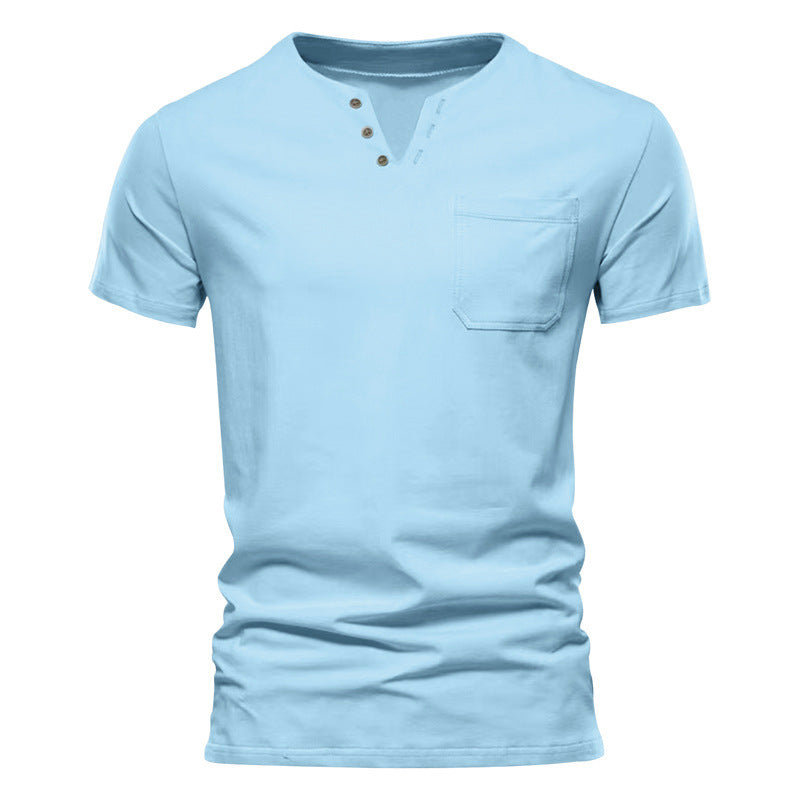 Herren Kurzarmshirt Modern mit Knopfleiste und Brusttasche