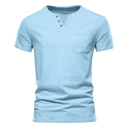 Herren Kurzarmshirt Modern mit Knopfleiste und Brusttasche