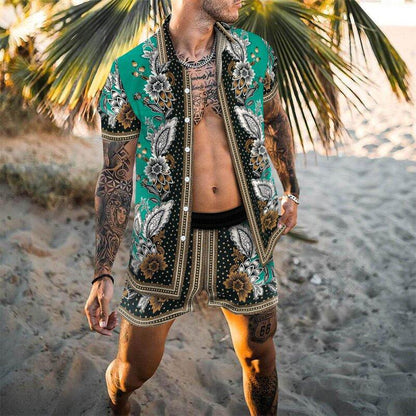 Herren Sommer Set Floral Gemustert Leicht Berlin Style