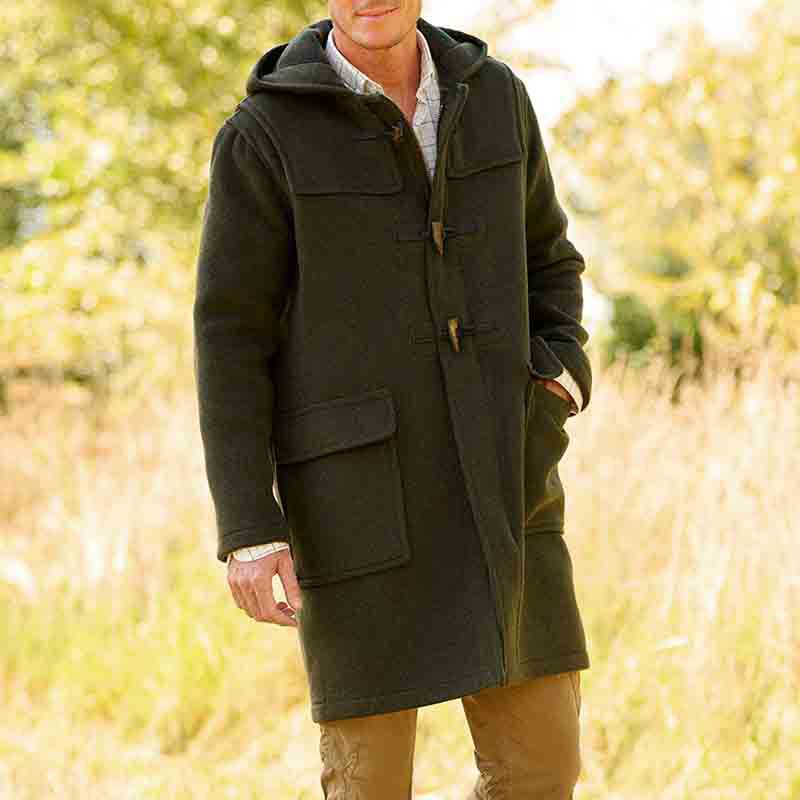 Herren Dufflecoat Robust Mit Kapuze Und Knöpfen - BerlinGlamour