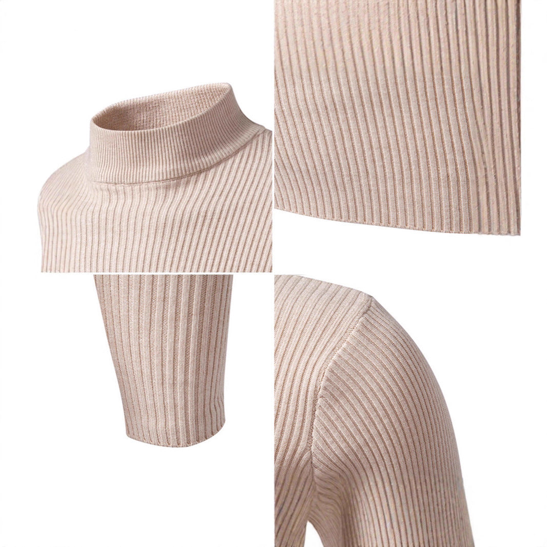Herren Rollkragenpullover Strick Material Modern Schwarz