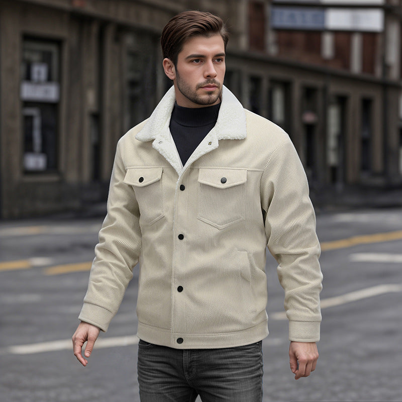 Herren Oberjacke Warm Mit Taschen Modisch