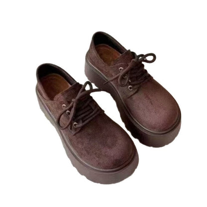 Damen Plattform Schuhe Plüschgefüttert Lässig Schnürsenkel