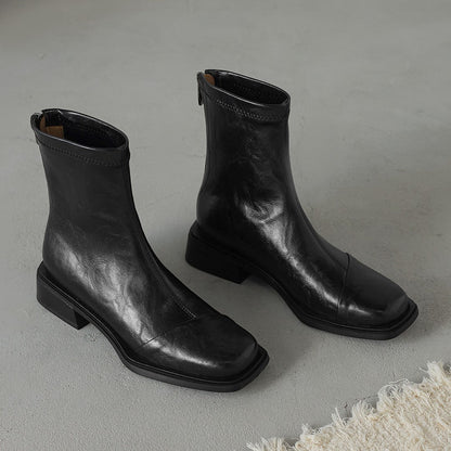 Damen Boots Schuhe Mit Reißverschluss Komfort Blockabsatz