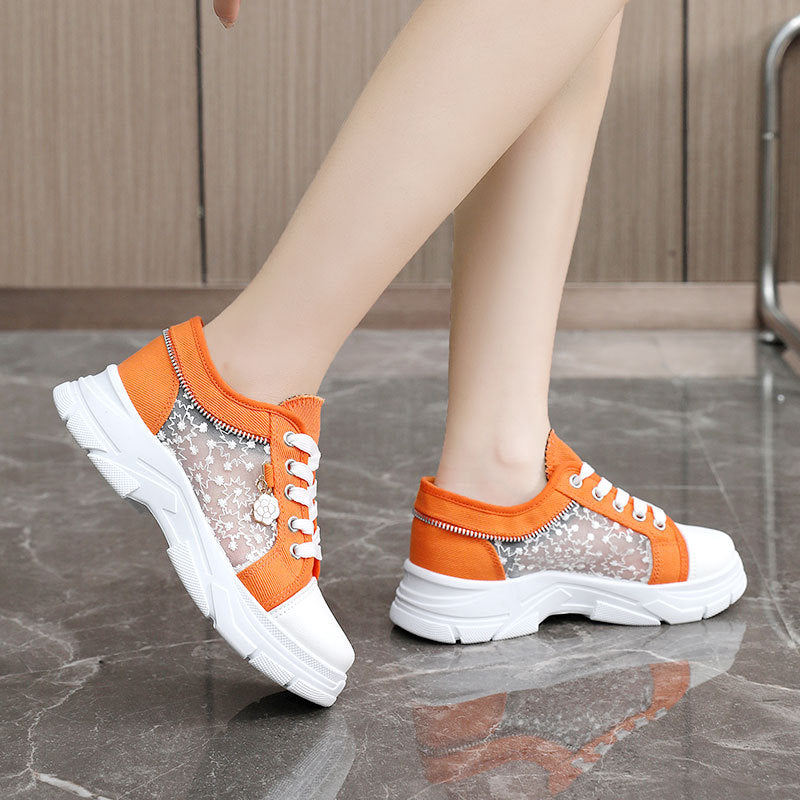 Damen Sneaker Transparent Reißverschluss Modisch