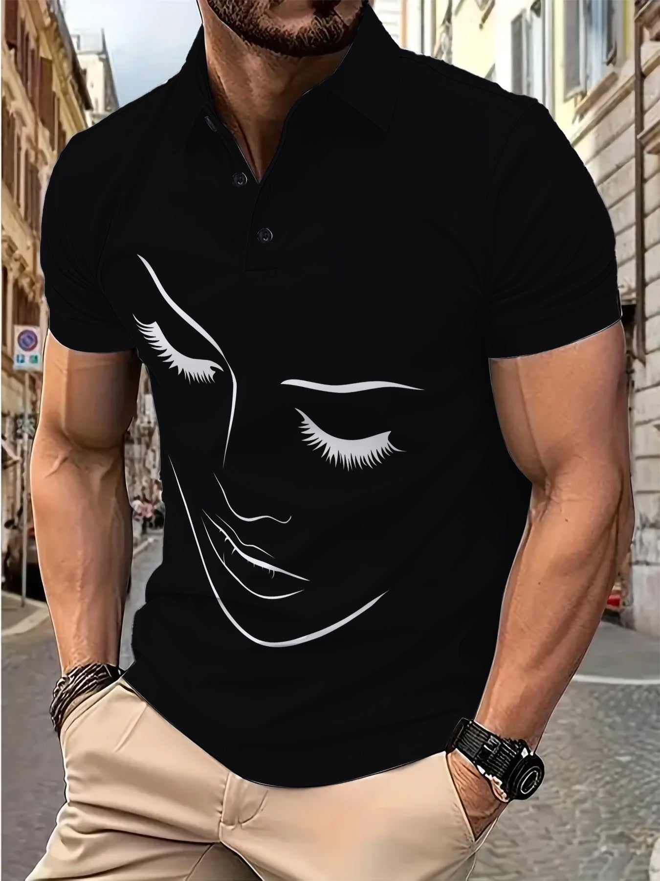 Herren Poloshirt Modern Grafikdruck Berlin Style