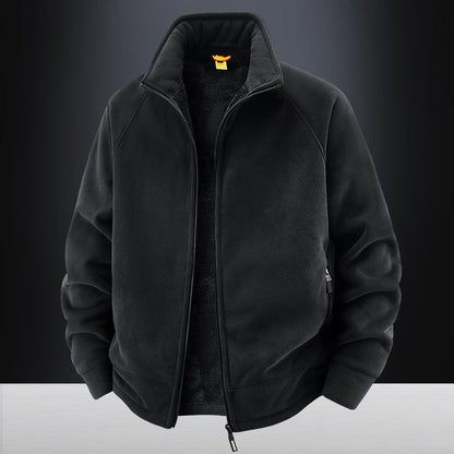 Herren Fleecejacke Weich Warm Reißverschluss Schwarz