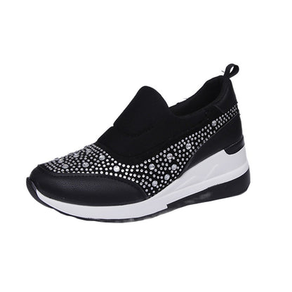 Damen Sneaker Sportlich Glitzernde Strasssteinchen
