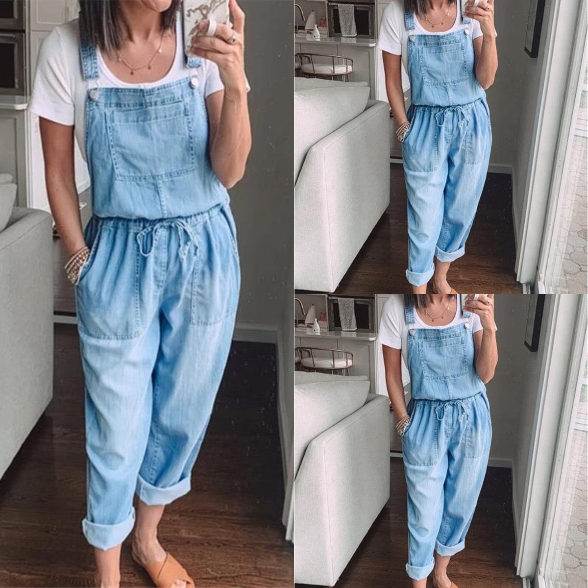 Damen Overall Denim Verstellbar Elegant - BerlinGlamour