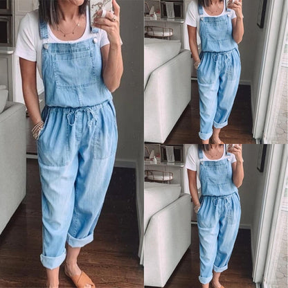 Damen Overall Denim Verstellbar Elegant - BerlinGlamour