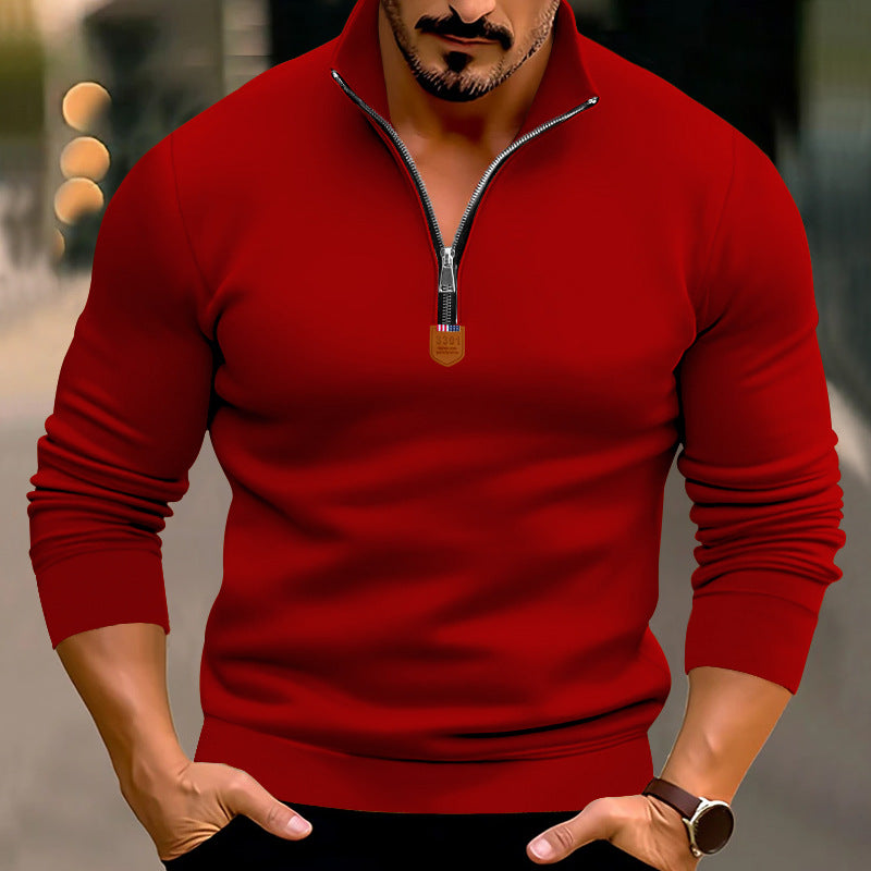 Herren Pullover Halbzipper Hochwertig Strick