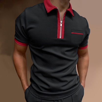 Herren Poloshirt Stilvoll Zip Vorderseite Modern