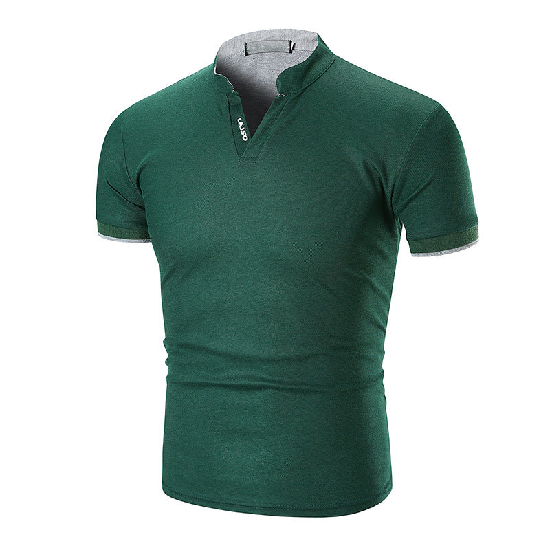 Herren Kurzarmhemd Modern Slim Fit Kontrast Kragen