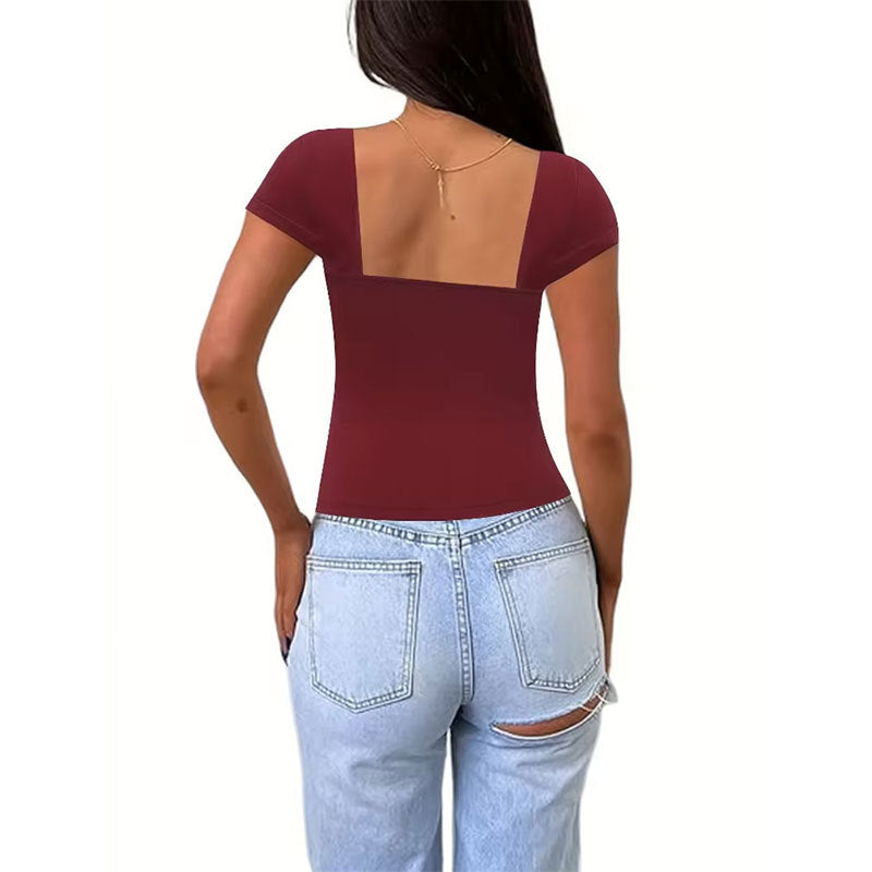 Damen Oberteil Herz-Ausschnitt Modern Schick