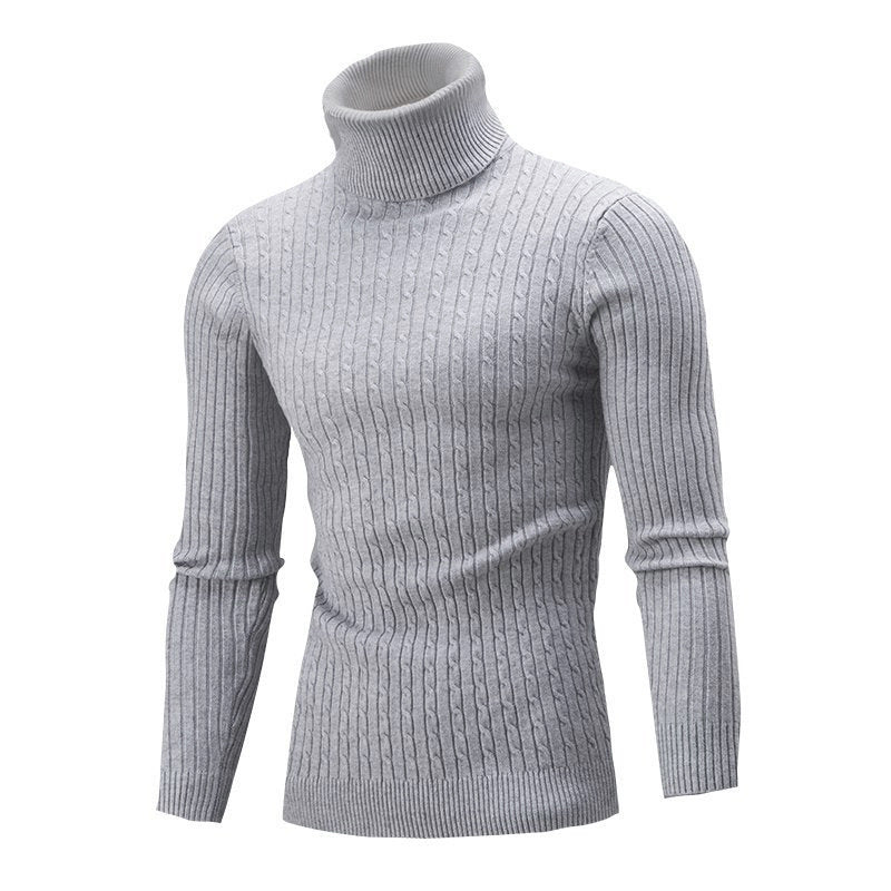 Herren Strickpullover Eleganter Stehkragen Zopfmuster Modern