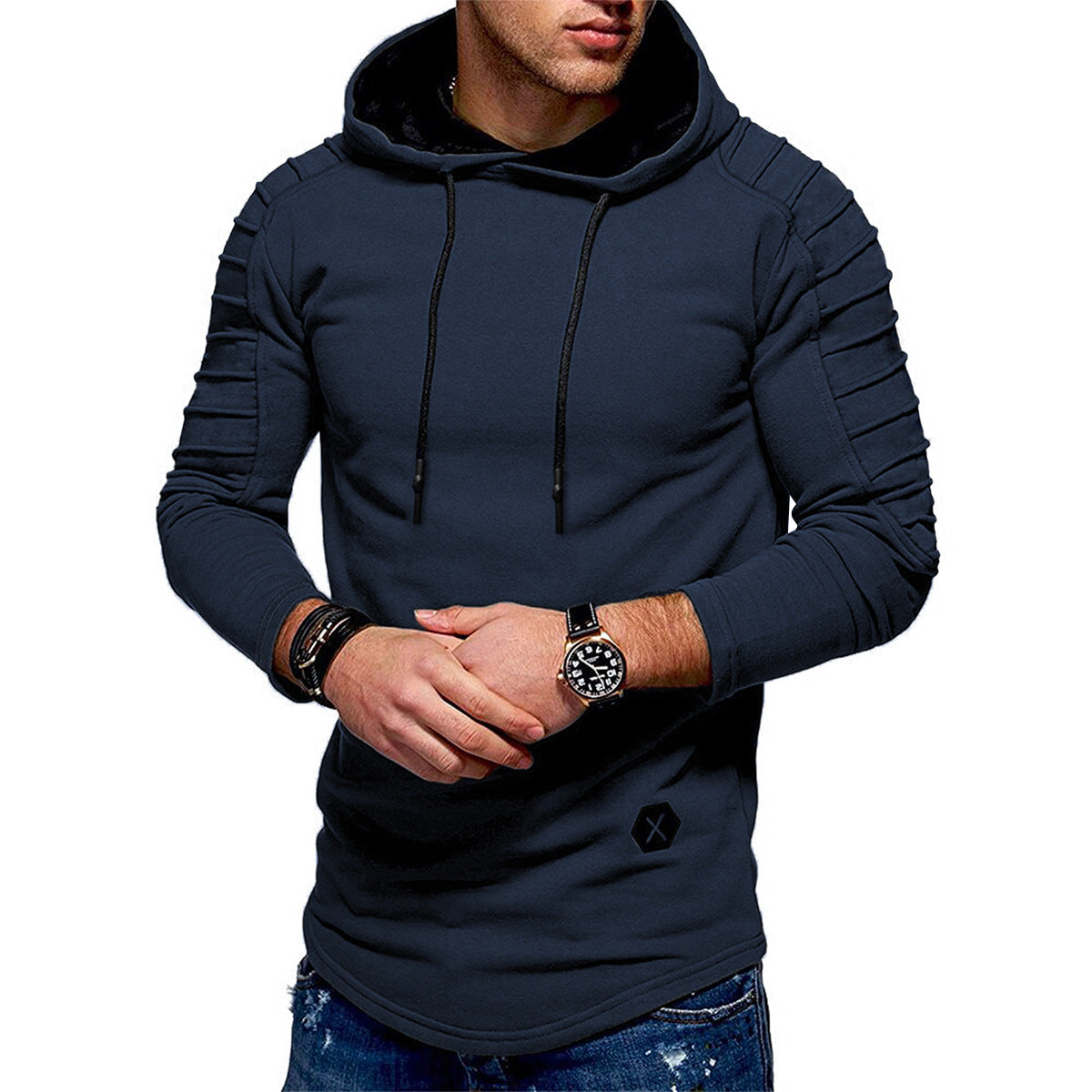 Herren Pullover Kapuze Strukturiert Elastisch Modern