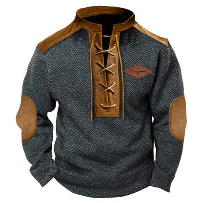Herren Pullover Baumwolle Strukturiert Kragen Modern