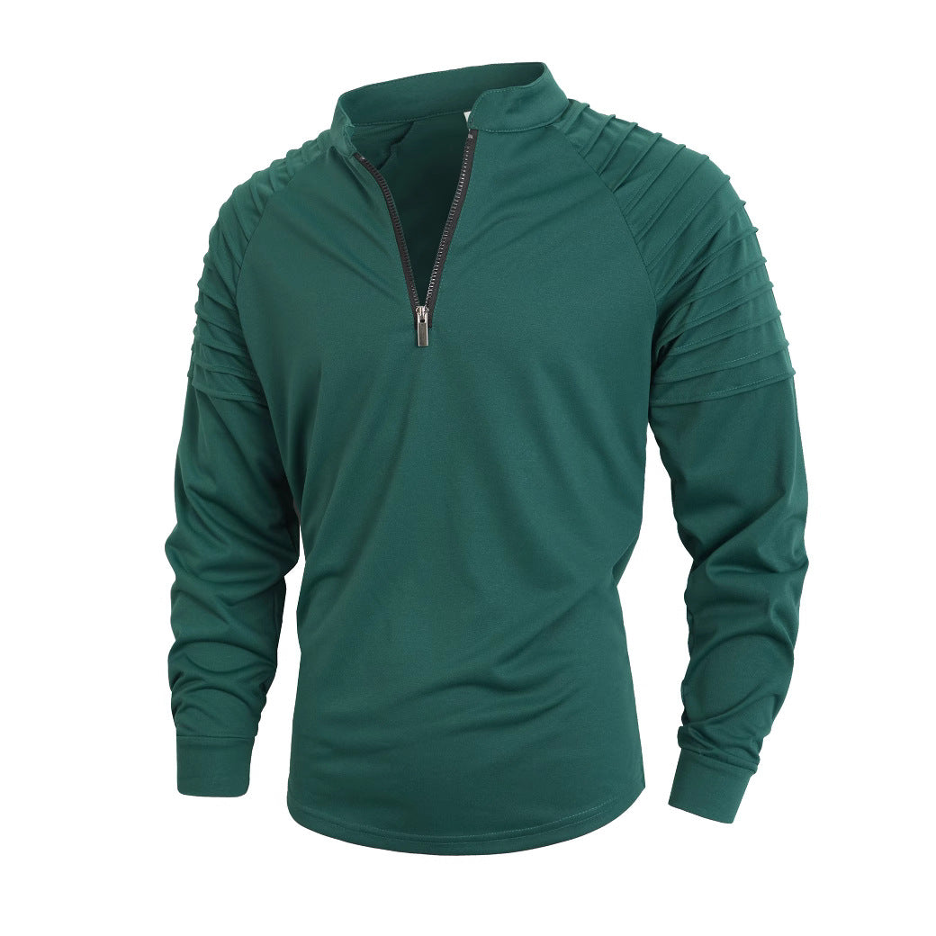 Herren Langarmshirt Stehkragen Reißverschluss Modern Berlin Style