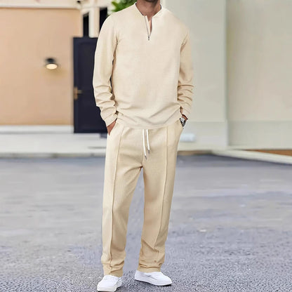 Herren Freizeit-Set mit hohem Kragen und Taschen Casual Style