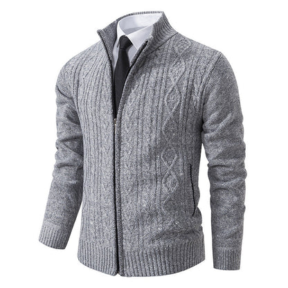 Herren Strickjacke Stehkragen Musterung Modern