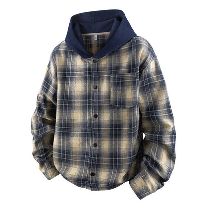 Herren Hemdjacke Lässig Kapuzenjacke Karomuster Warm