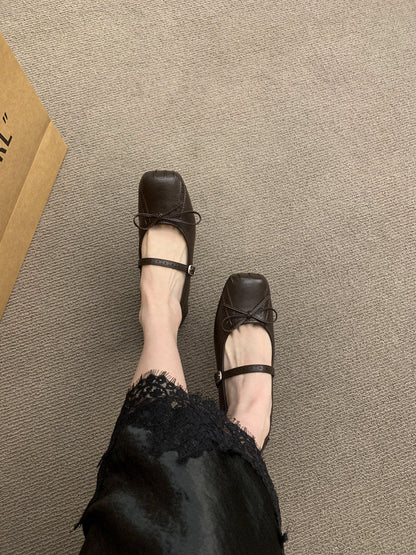 Damen Ballerinas Bequem Schleife Weiss Komfort