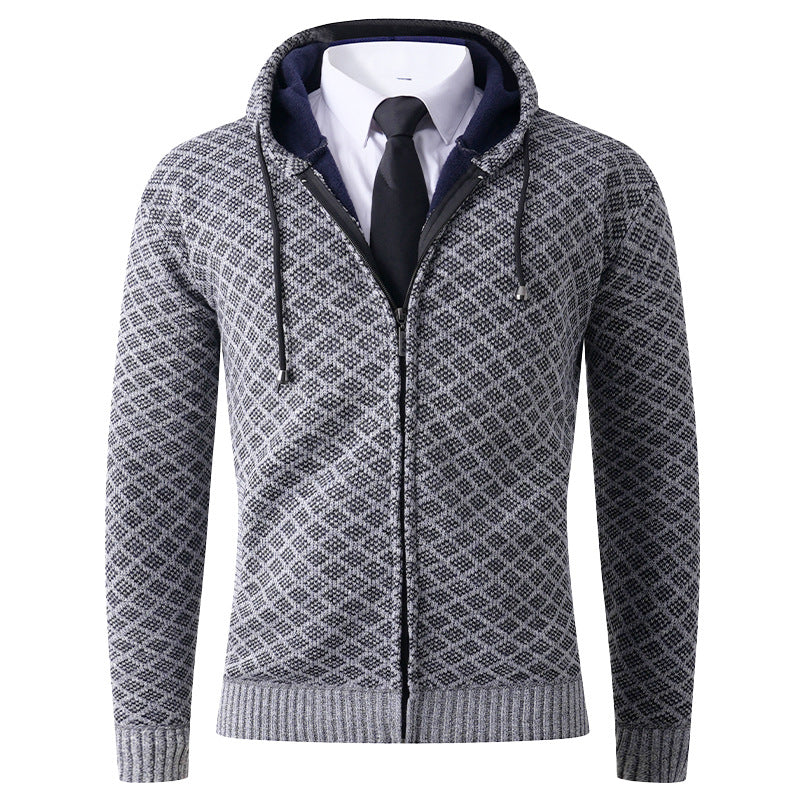 Herren Kapuzenjacke Elegant mit Muster Schwarz