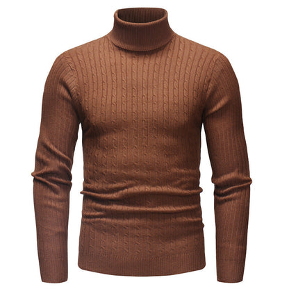 Herren Rollkragenpullover Strick Zopfmuster Eleganz