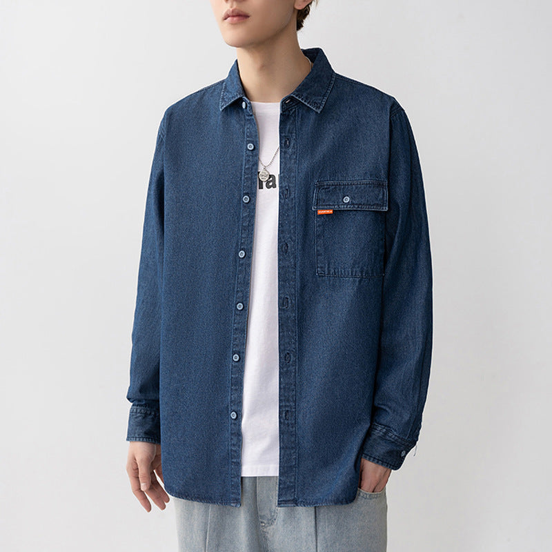 Herren Denim Overshirt mit Brusttasche Modern Trendy