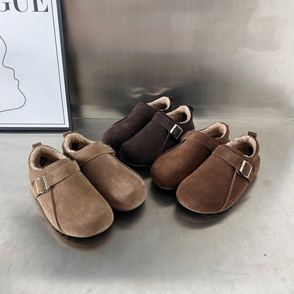 Damen Hausschuhe Wildleder Bequem Warm
