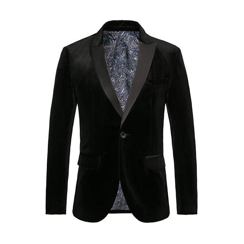Eleganter Herren Blazer Samt Schwarzer Luxus Anzug