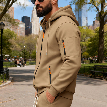 Herren Sportliche Zip-Hoodie mit Reißverschlusstaschen Modern