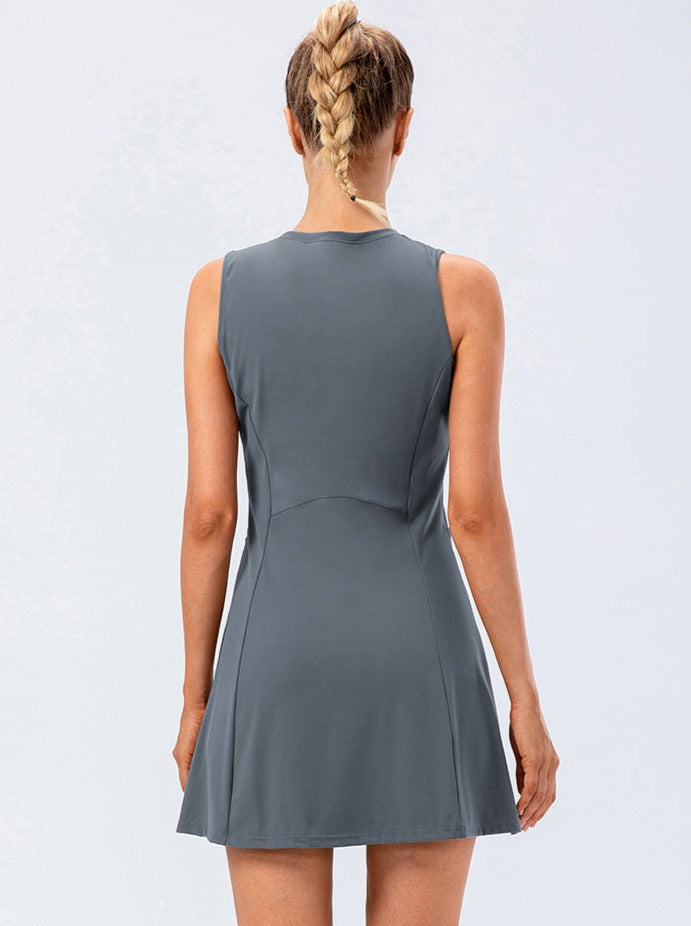 Graues Damen Tenniskleid Sportlich Geschnitten