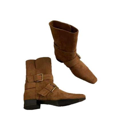 Damen Stiefeletten Modern mit Schnallen Schwarz Damen Schuhe