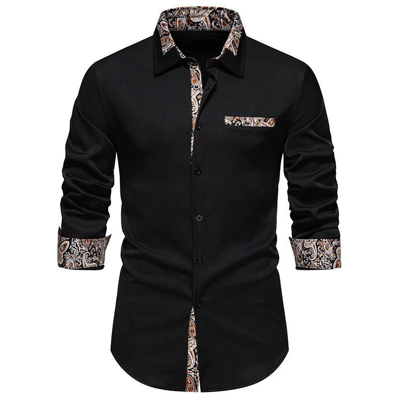 Herren Langarmhemd Paisley Muster Elegant Modern