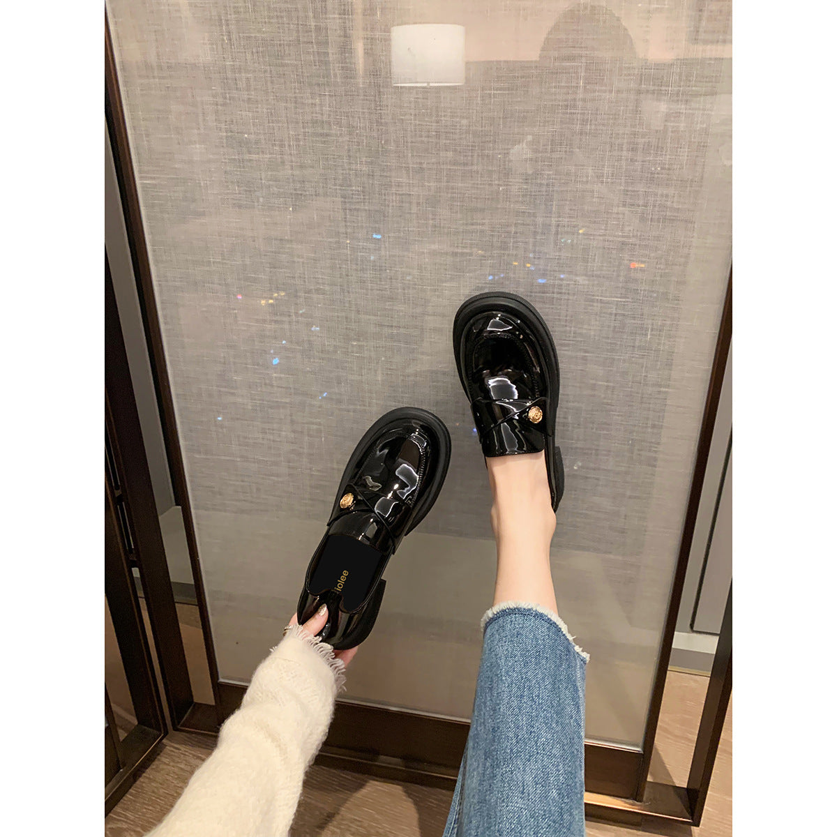 Damen Pantoletten Glänzend Dekorativ Schuhe Damen