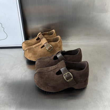 Damen Clogs Komfortabel Wildleder Schnallenverschluss Modern