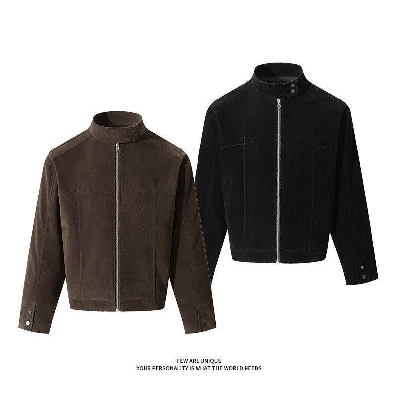 Herren Lederjacke Weich Kunstleder Reißverschluss Modern